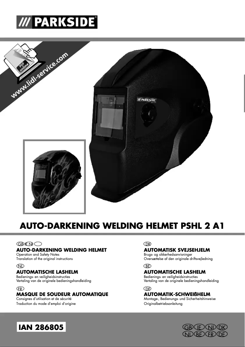 First page image of the manual for PSHL 2 A1