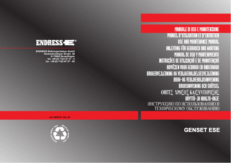 Page 1 of the manual User Manual Endress ESE 604 DYS DI