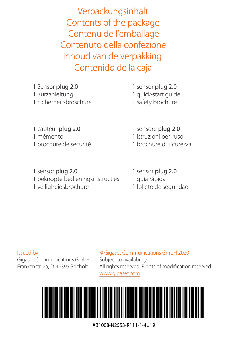 Page 1 of the manual User Manual Gigaset Plug 2.0 ONE X