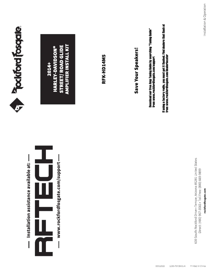 Page 1 de la notice Manuel utilisateur Rockford Fosgate RFK-HD14M5