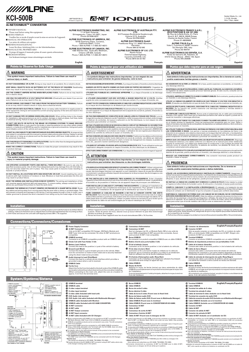 First page image of the manual for KCI-500B