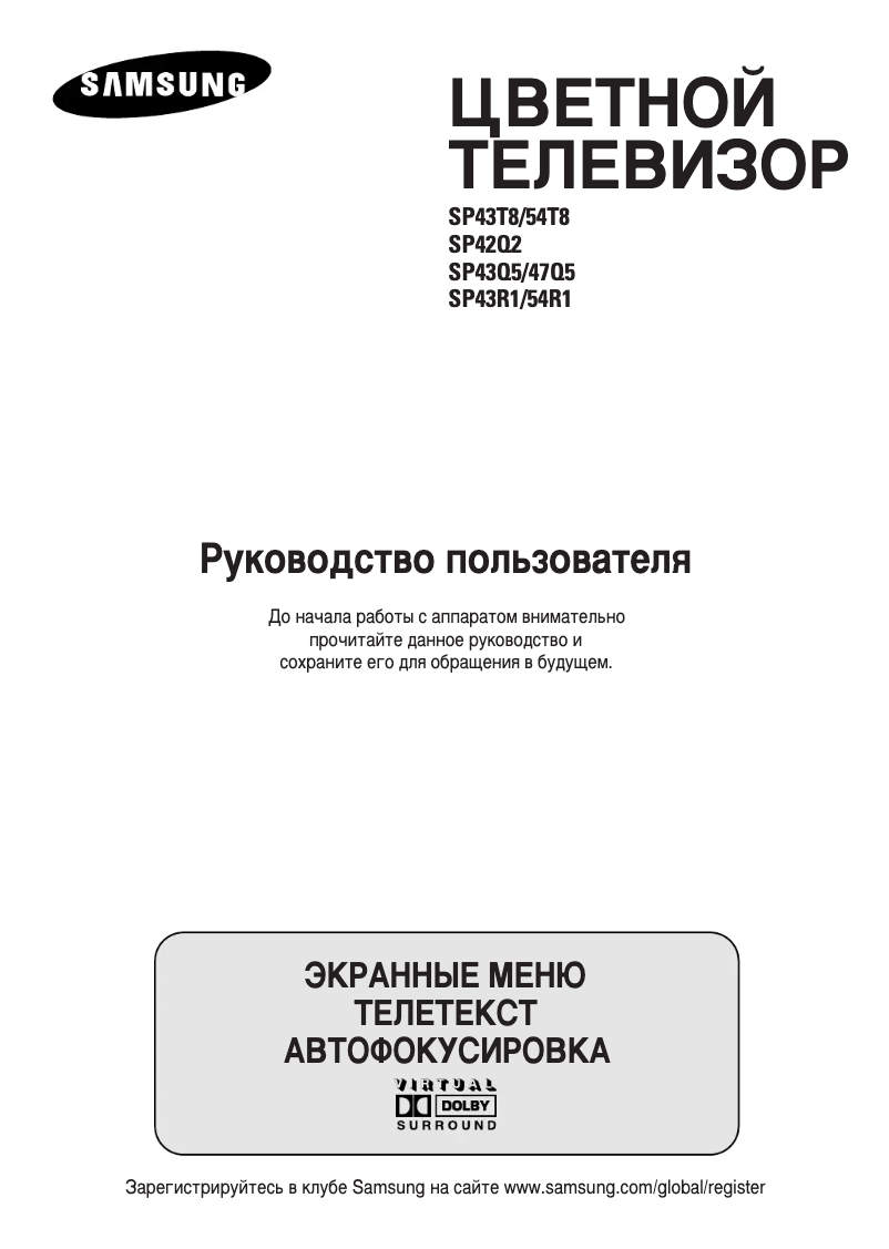 Page 1 of the manual User Manual Samsung SP-43Q5HLR