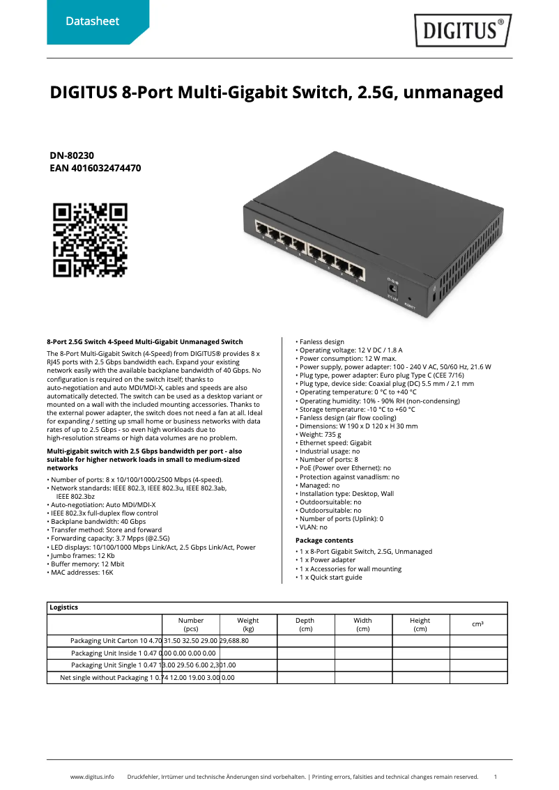 First page image of the manual for DN-80230