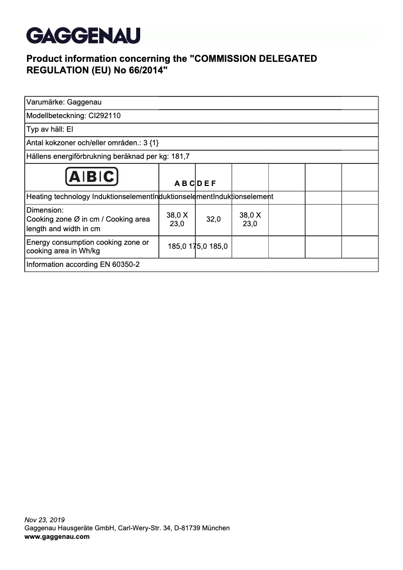 First page image of the manual for CI292110