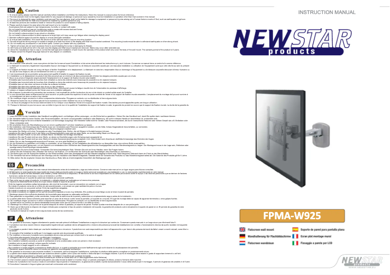 Page 1 of the manual User Manual Newstar FPMA-W925