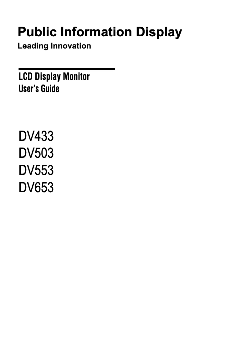 First page image of the manual for DV433