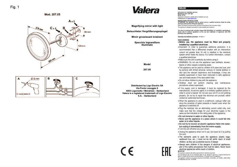First page image of the manual for Optima Light One