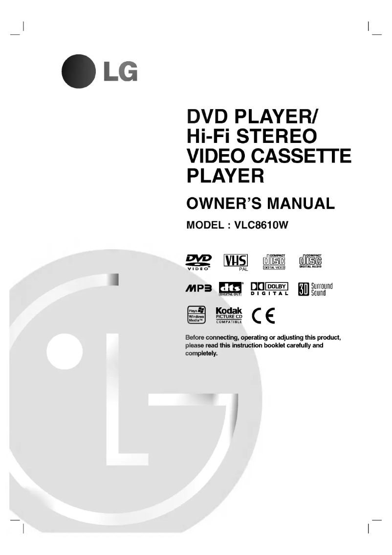 First page image of the manual for VLC8610W1K