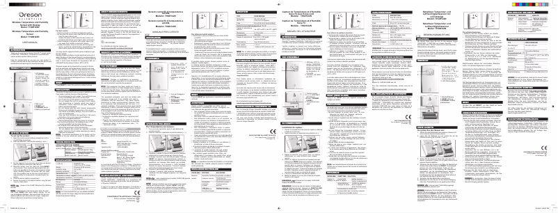 Page 1 of the manual User Manual Oregon Scientific THGN122N