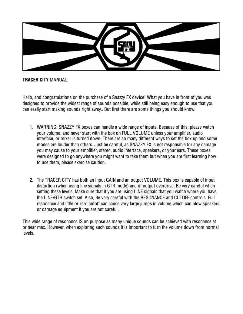 First page image of the manual for Tracer City