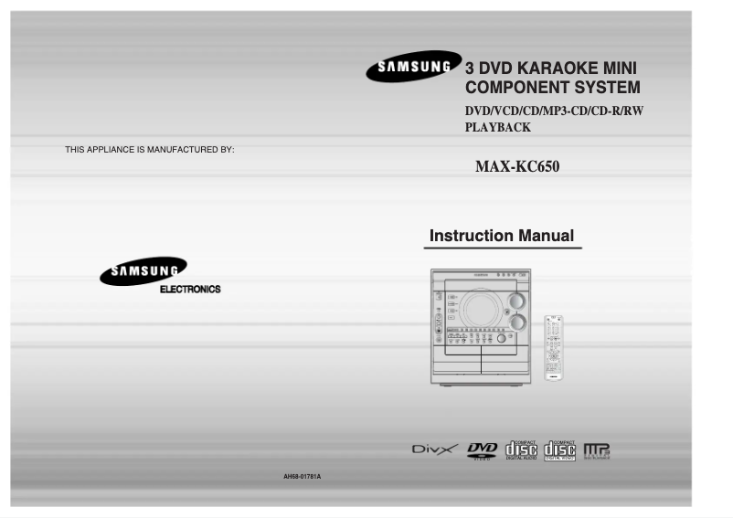 Page 1 of the manual User Manual Samsung MAX-KC650