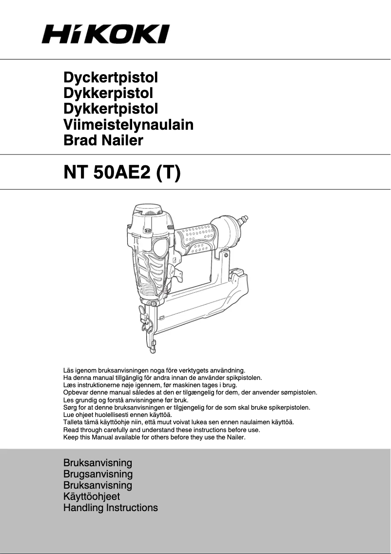 Page 1 of the manual User Manual HiKOKI NT50AE2(T)