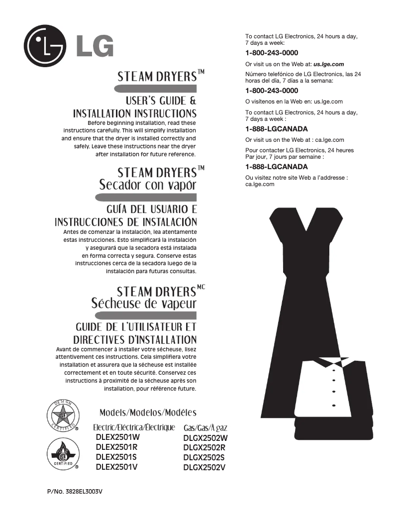 First page image of the manual for DLGX2502W