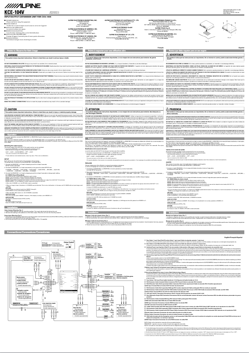 First page image of the manual for KCE-104V