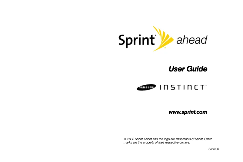 Page 1 of the manual User Manual Samsung Instinct