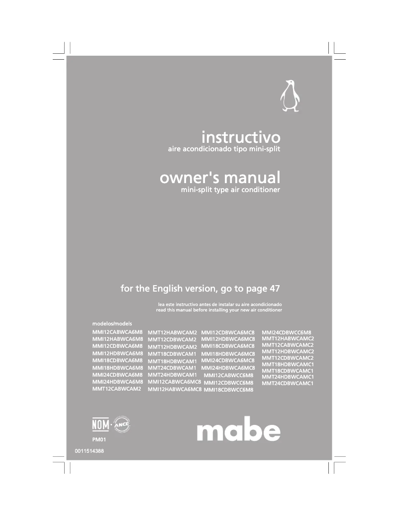 Page 1 of the manual User Manual Mabe MMT12HDBWCAM2
