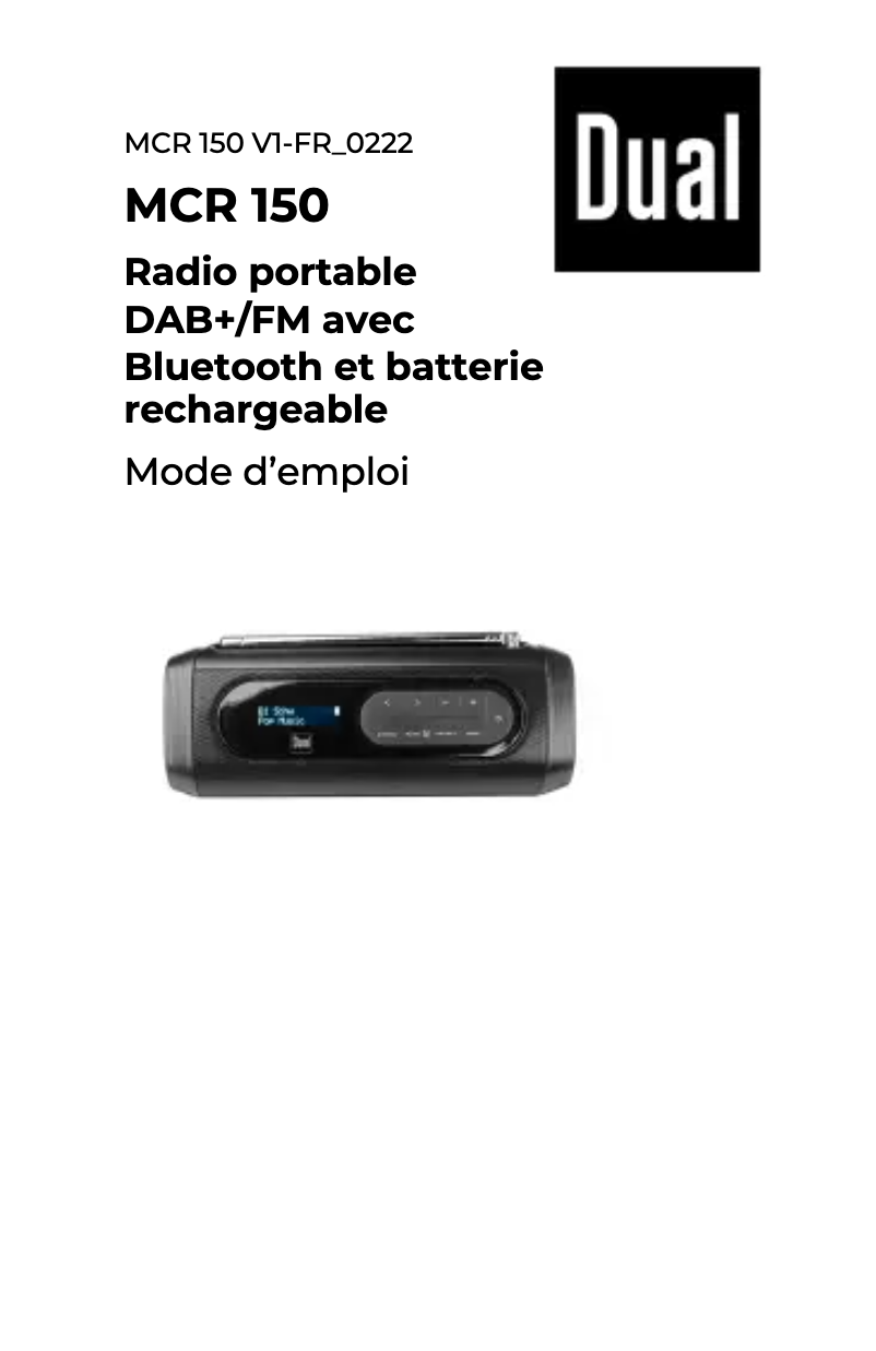 First page image of the manual for MCR 150