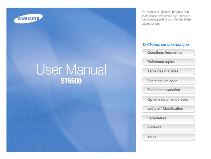 Page 1 of the manual User Manual Samsung ST65