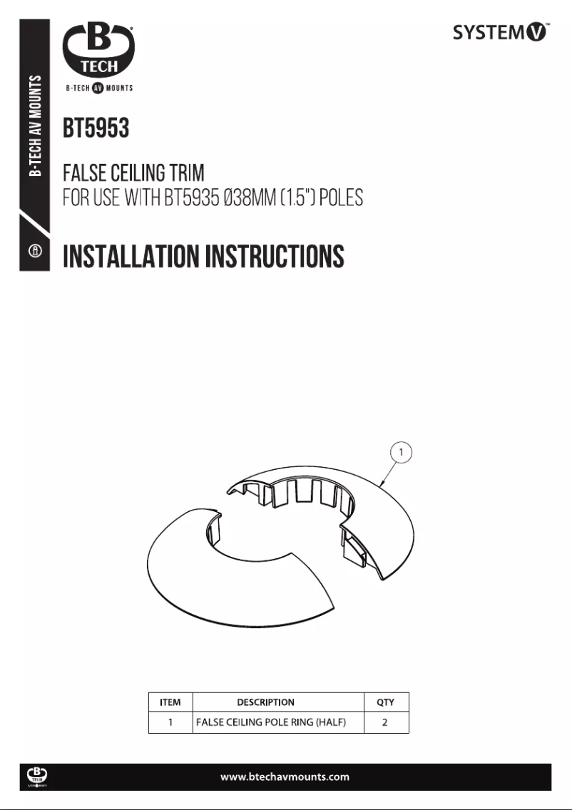 First page image of the manual for BT5953
