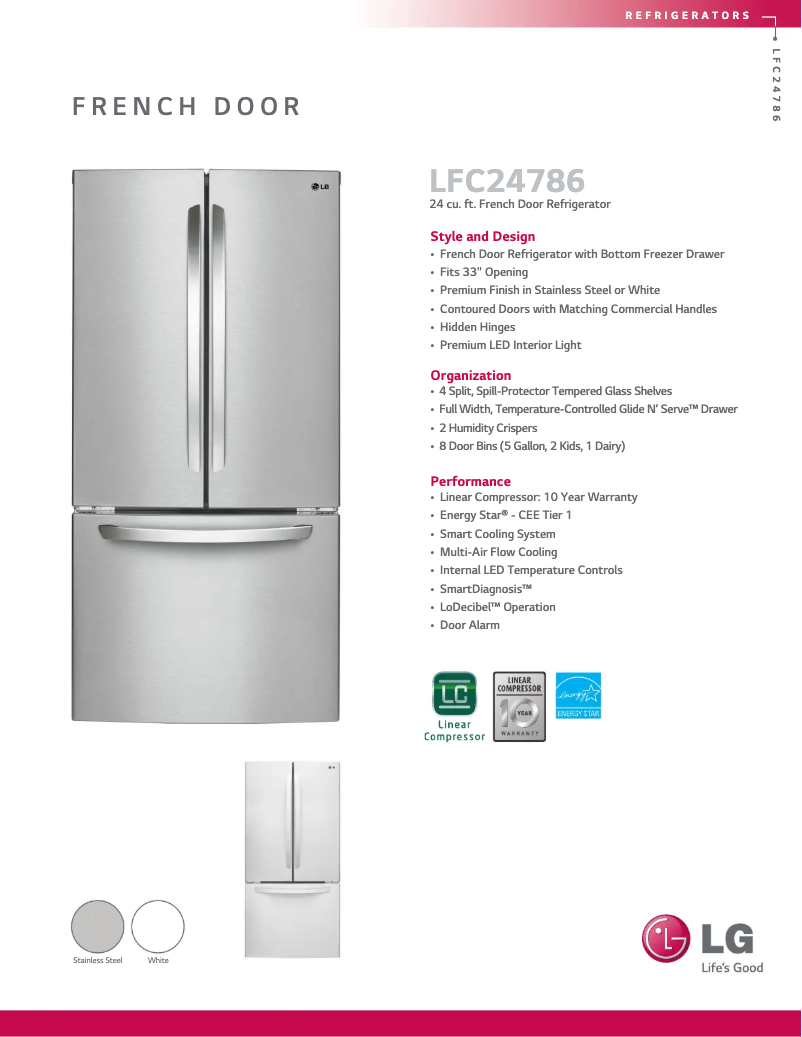 Page 1 of the manual Technical Sheet LG LFC24786ST