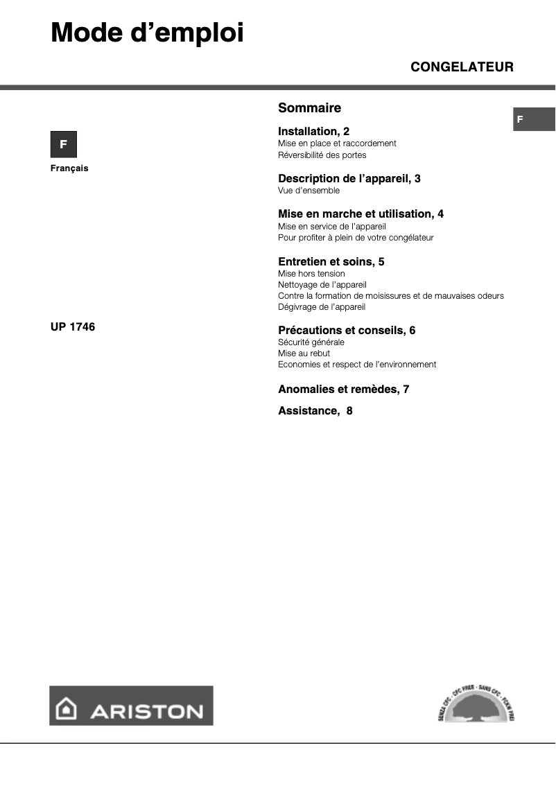 First page image of the manual for UP1746