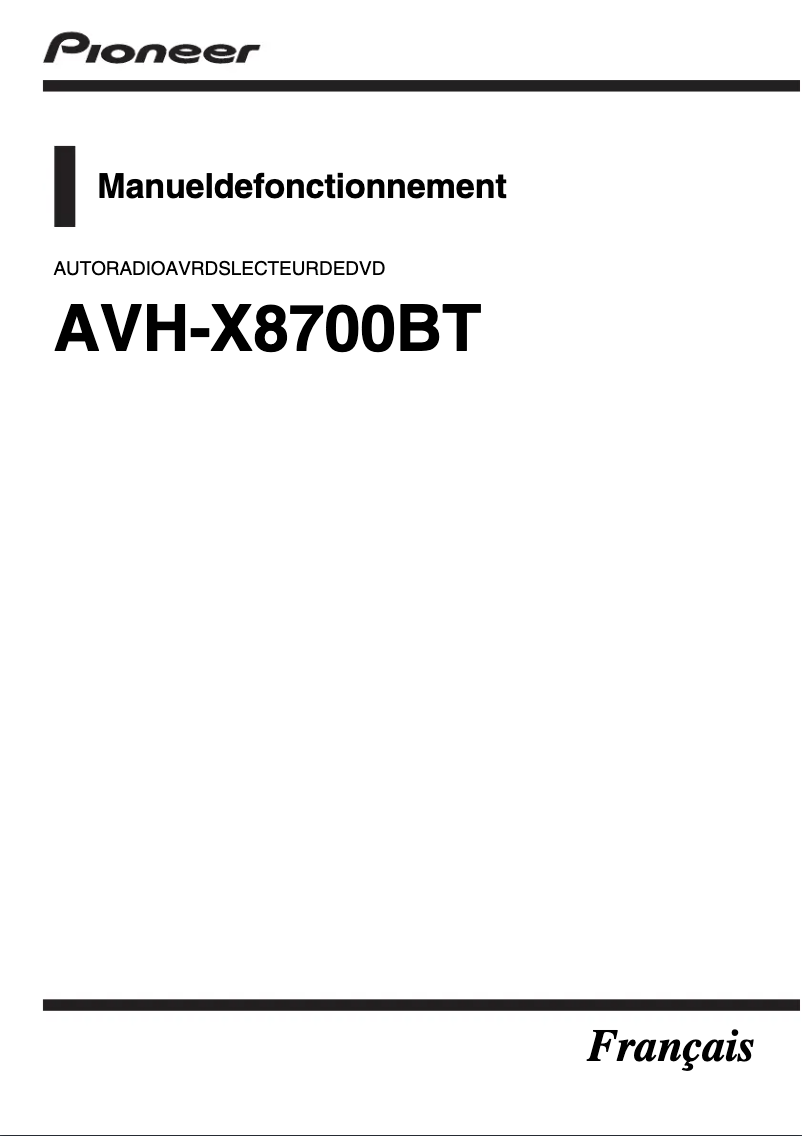 First page image of the manual for AVH-X8700BT