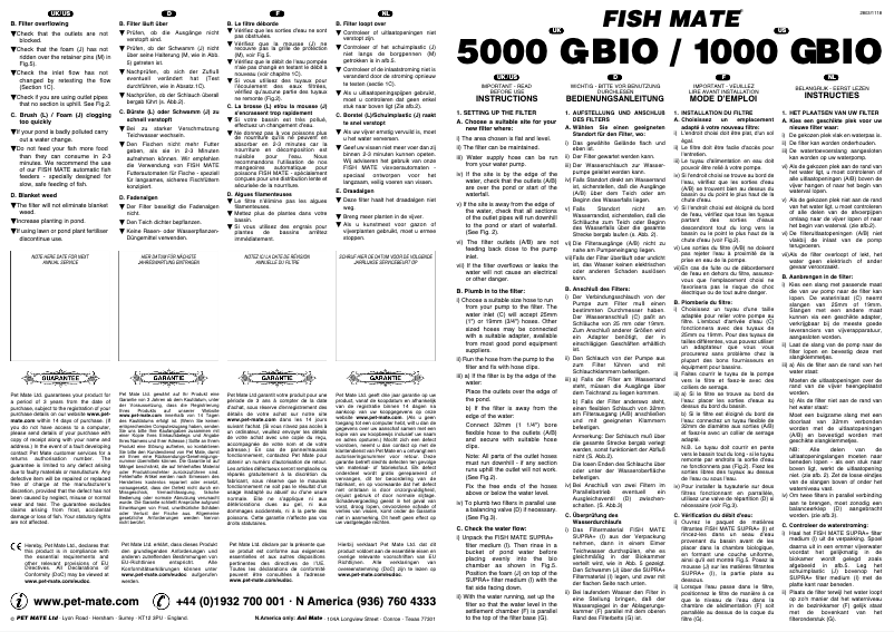 Page 1 of the manual User Manual Closer Pets Fish Mate 5000 GBIO