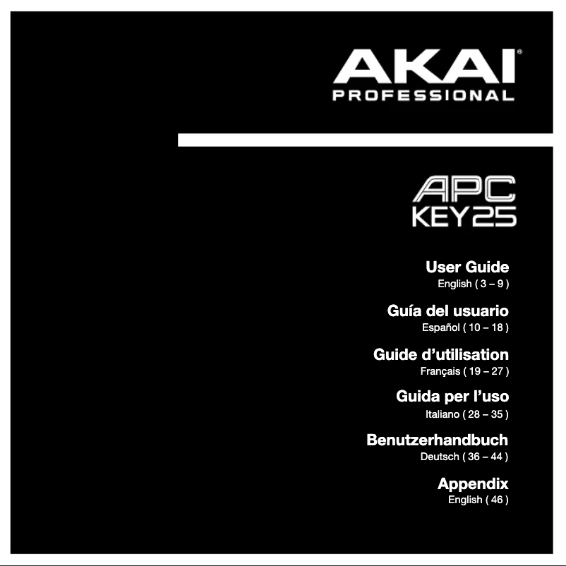 First page image of the manual for APC Key 25 MKII