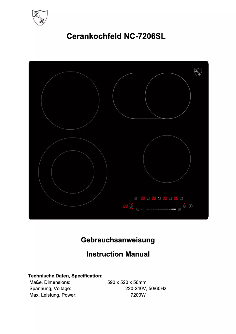 First page image of the manual for NC-7206SL