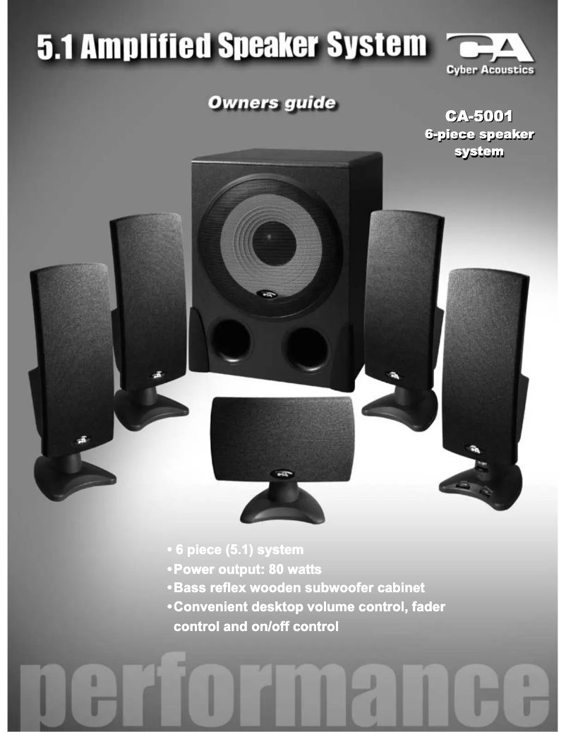 Page 1 of the manual User Manual Cyber Acoustics CA-5001