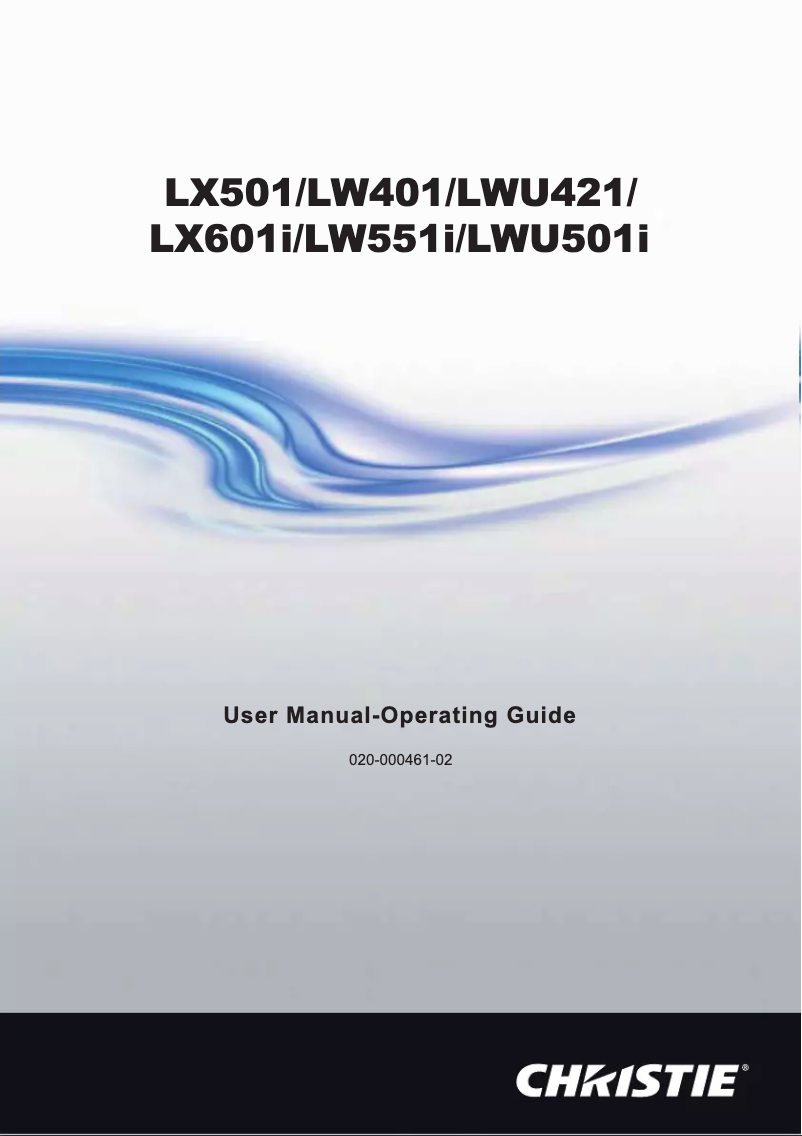 Page 1 of the manual User Manual Christie LX501