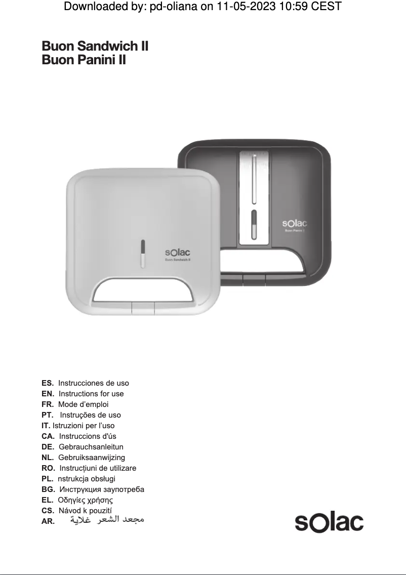 Image de la première page du manuel de l'appareil Buon Sandwich II SD5054