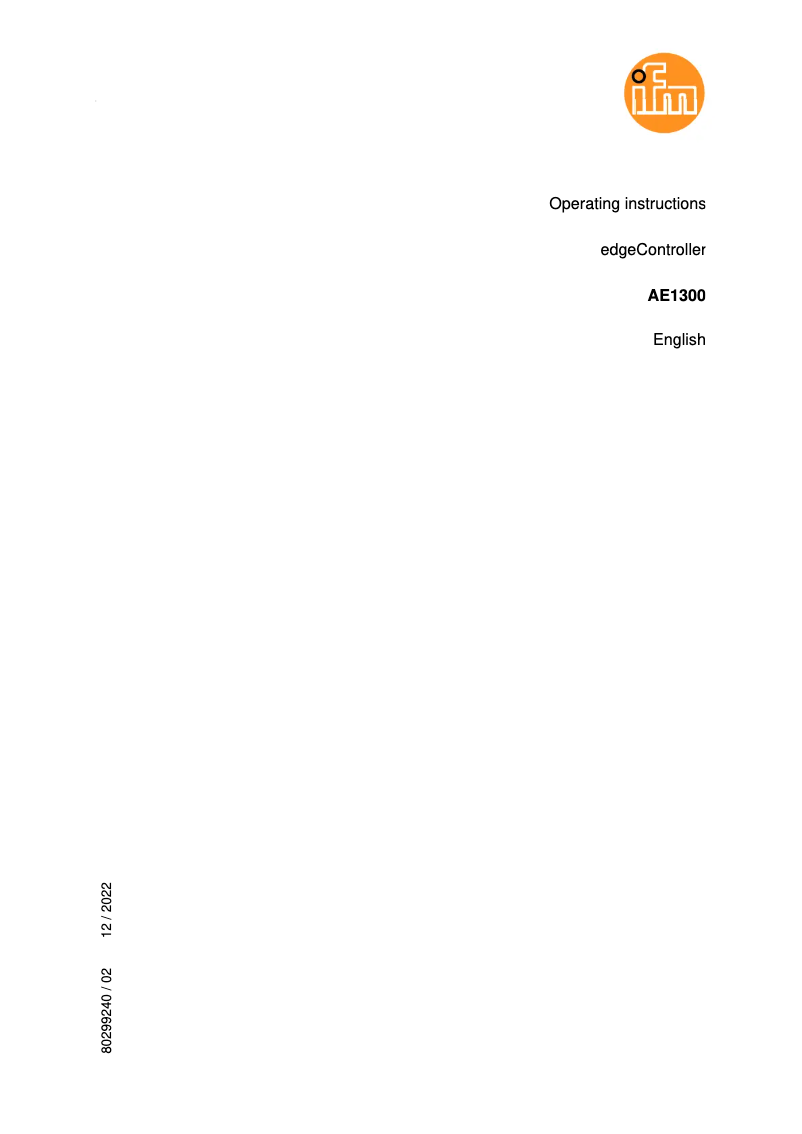 Page 1 of the manual User Manual IFM AE1300