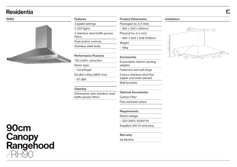 First page image of the manual for RH90