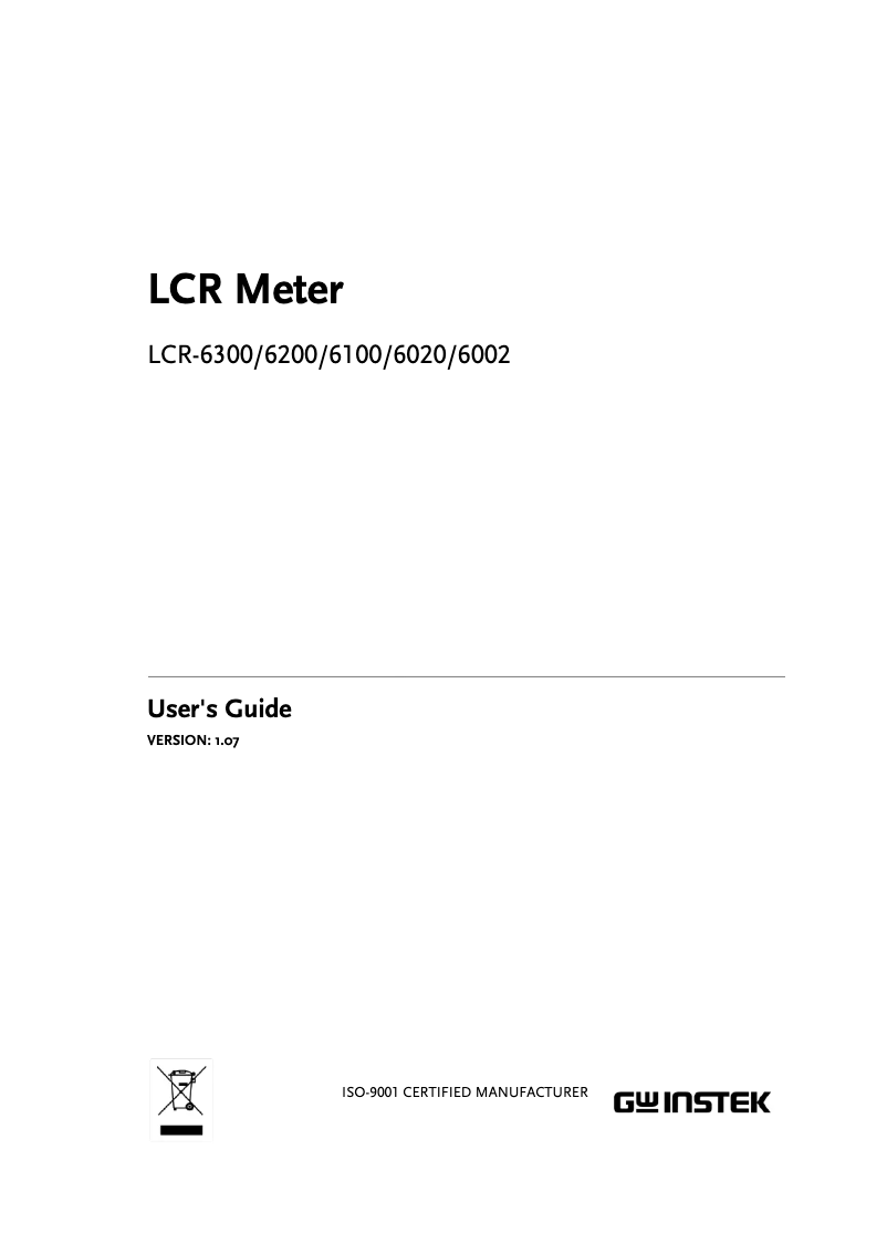 Page 1 of the manual User Manual GW Instek LCR-6300