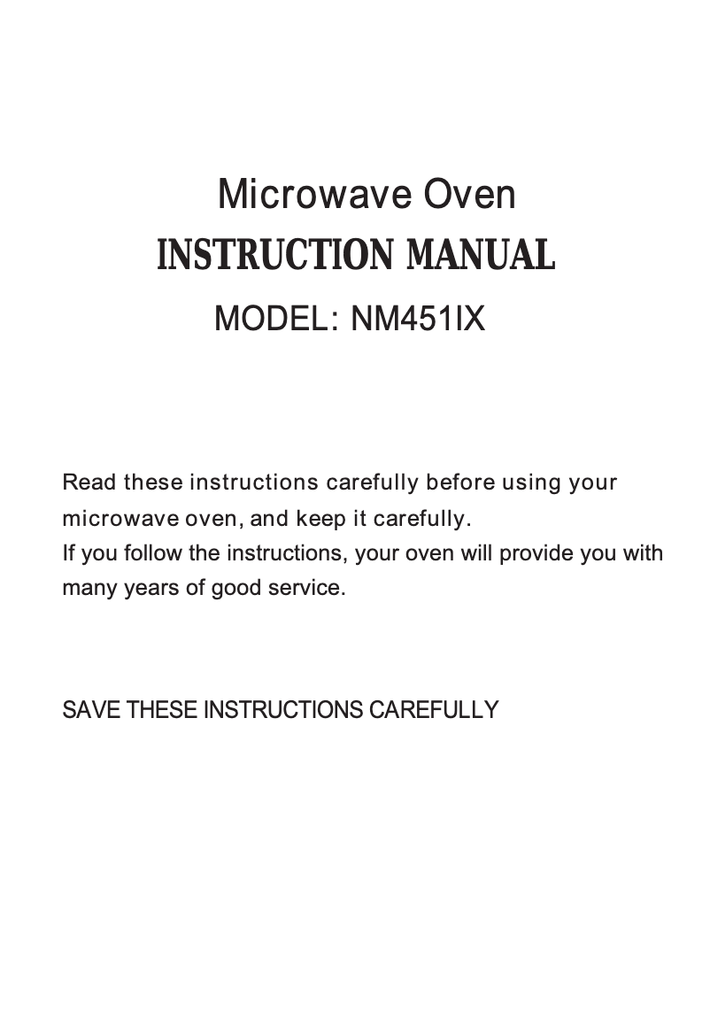 First page image of the manual for NM451IX