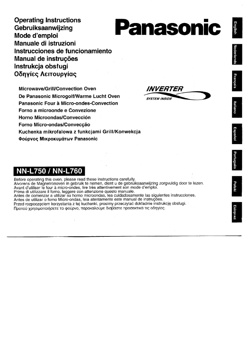Page 1 of the manual User Manual Panasonic NN-L750