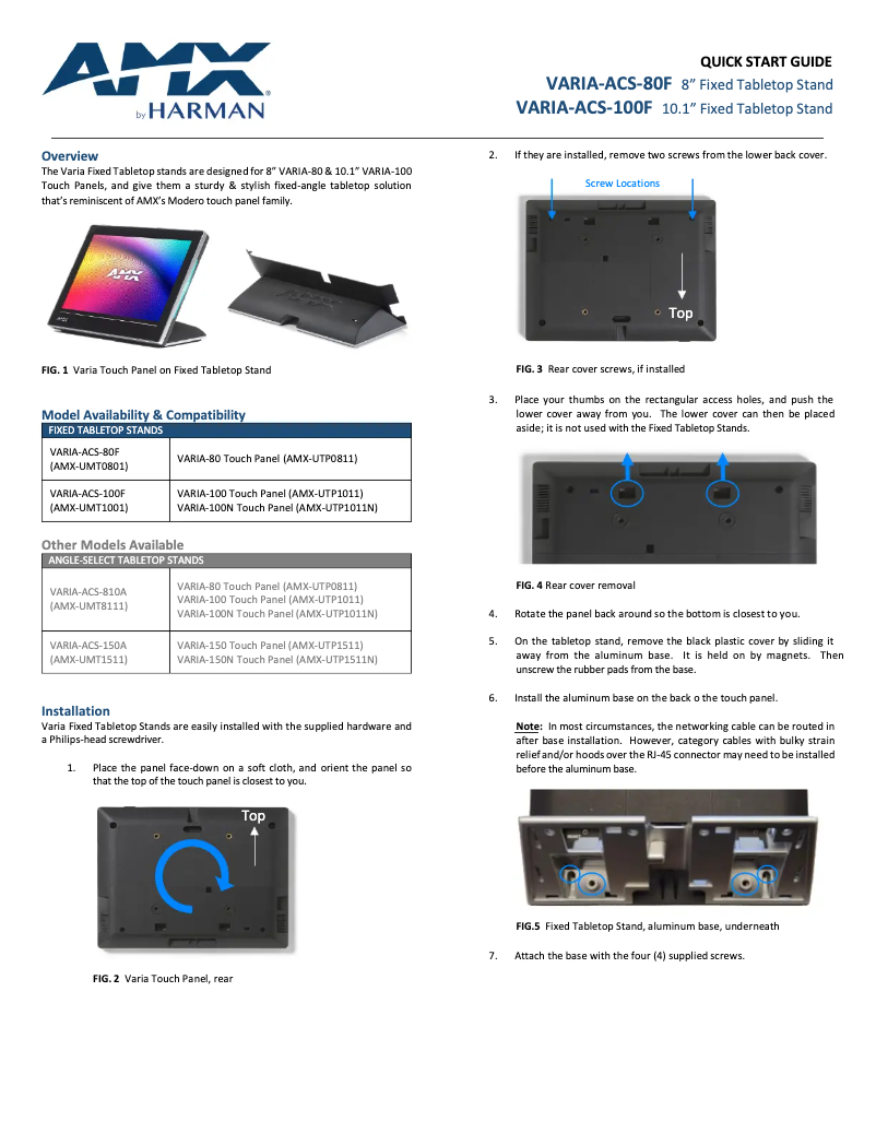 First page image of the manual for VARIA-ACS-100F