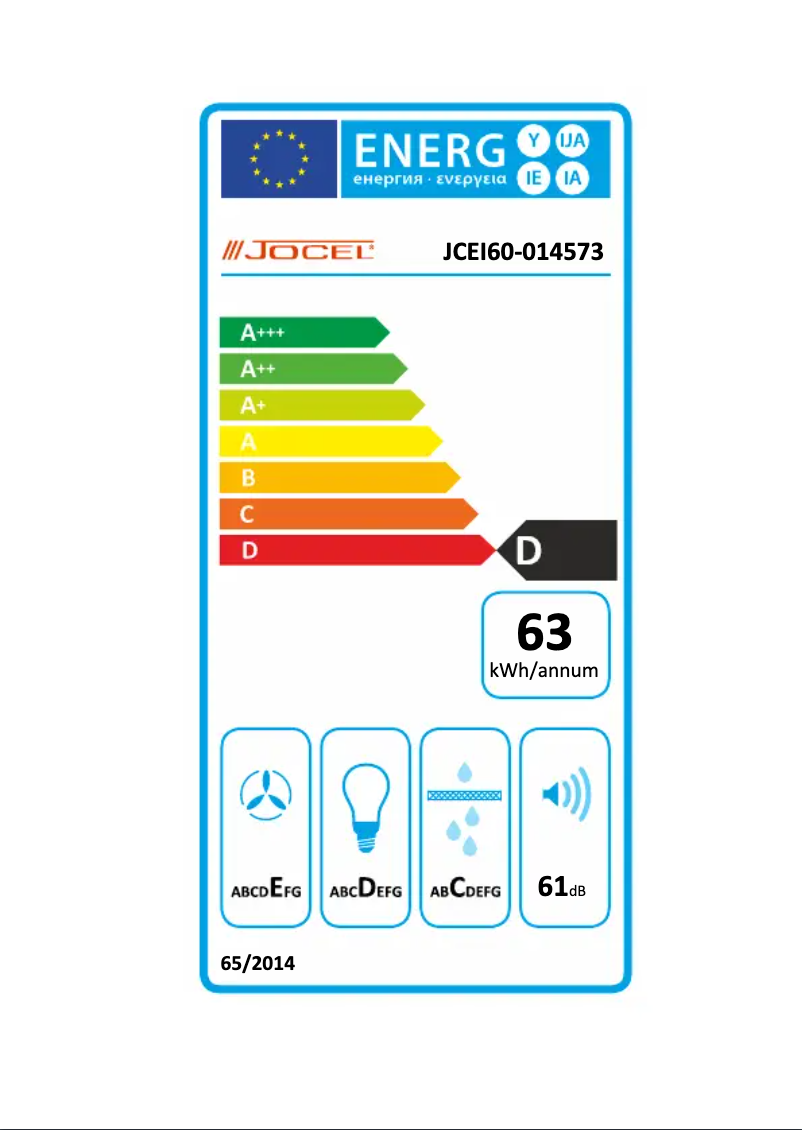 Page 1 de la notice Label énergétique Jocel JCEI60-014573