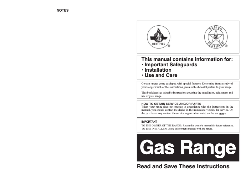 First page image of the manual for WTM6107S