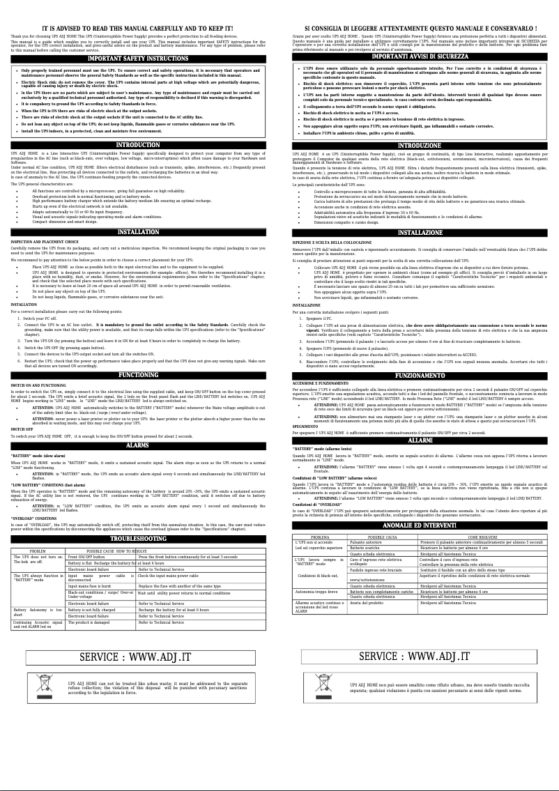 Page 1 of the manual User Manual Adj 650-00722