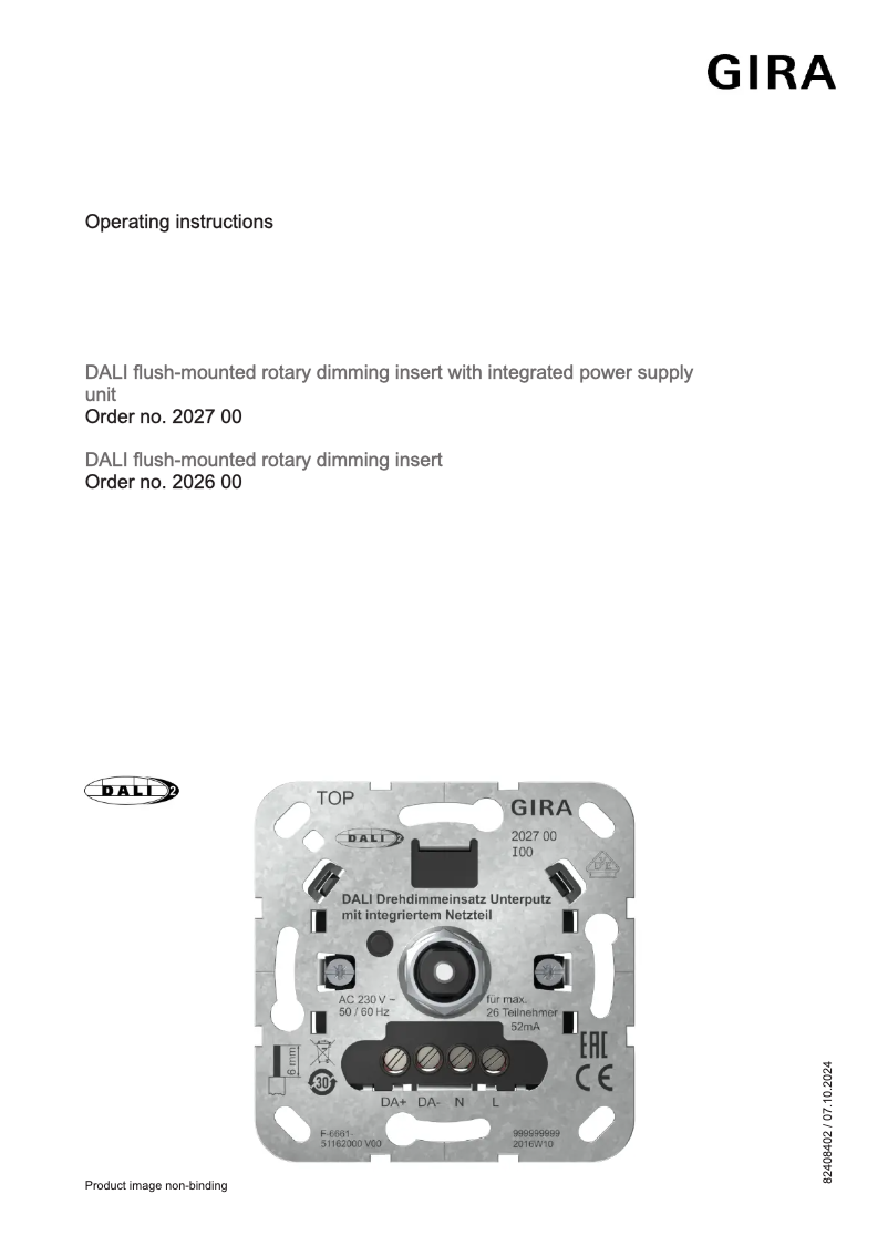 First page image of the manual for DALI 2030 00