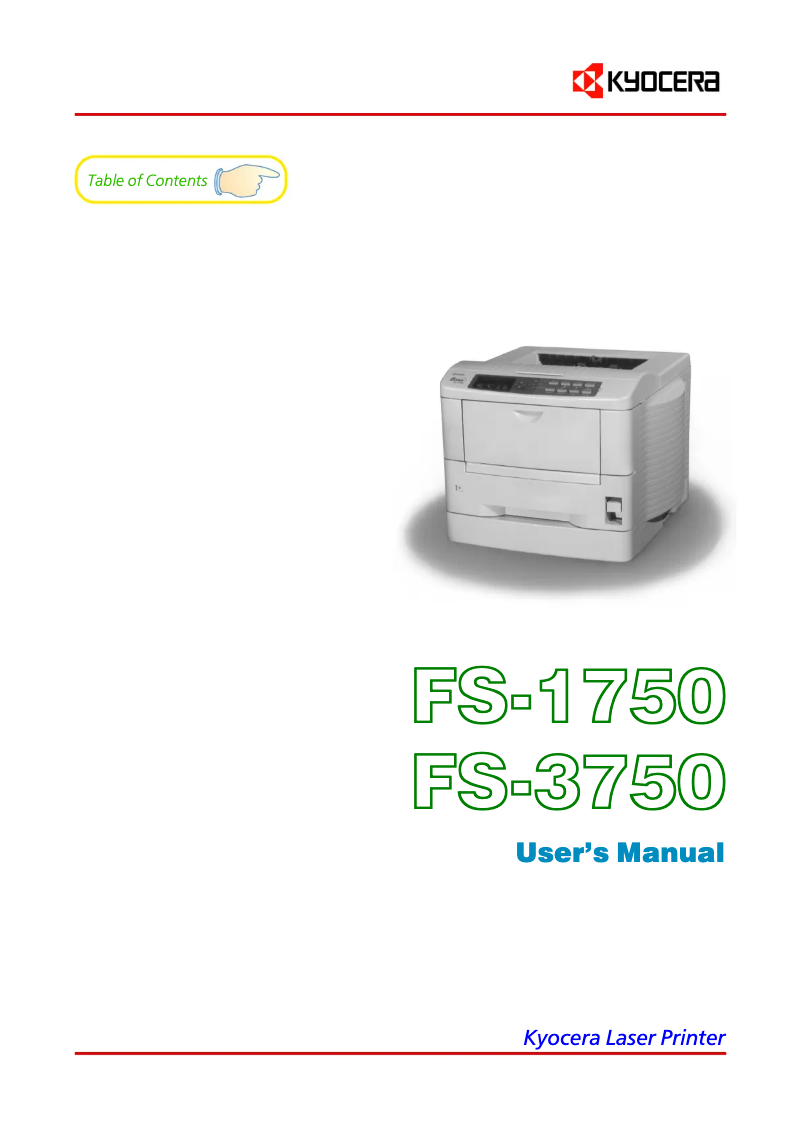 Page 1 of the manual User Manual Kyocera FS-1750