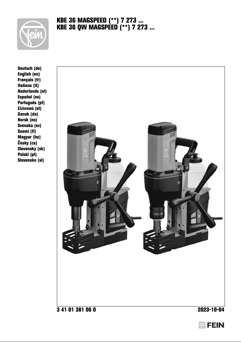 First page image of the manual for KBE 36 MAGSPEED