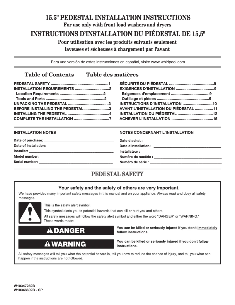 Page 1 of the manual User Manual Whirlpool XHPC155YC