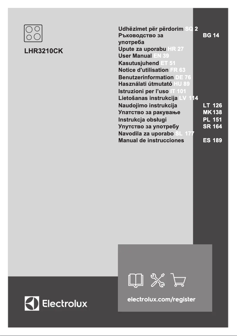 First page image of the manual for LHR3210CK