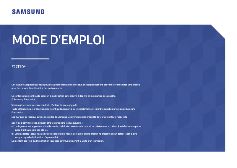 Page 1 of the manual User Manual Samsung F27T700QQM