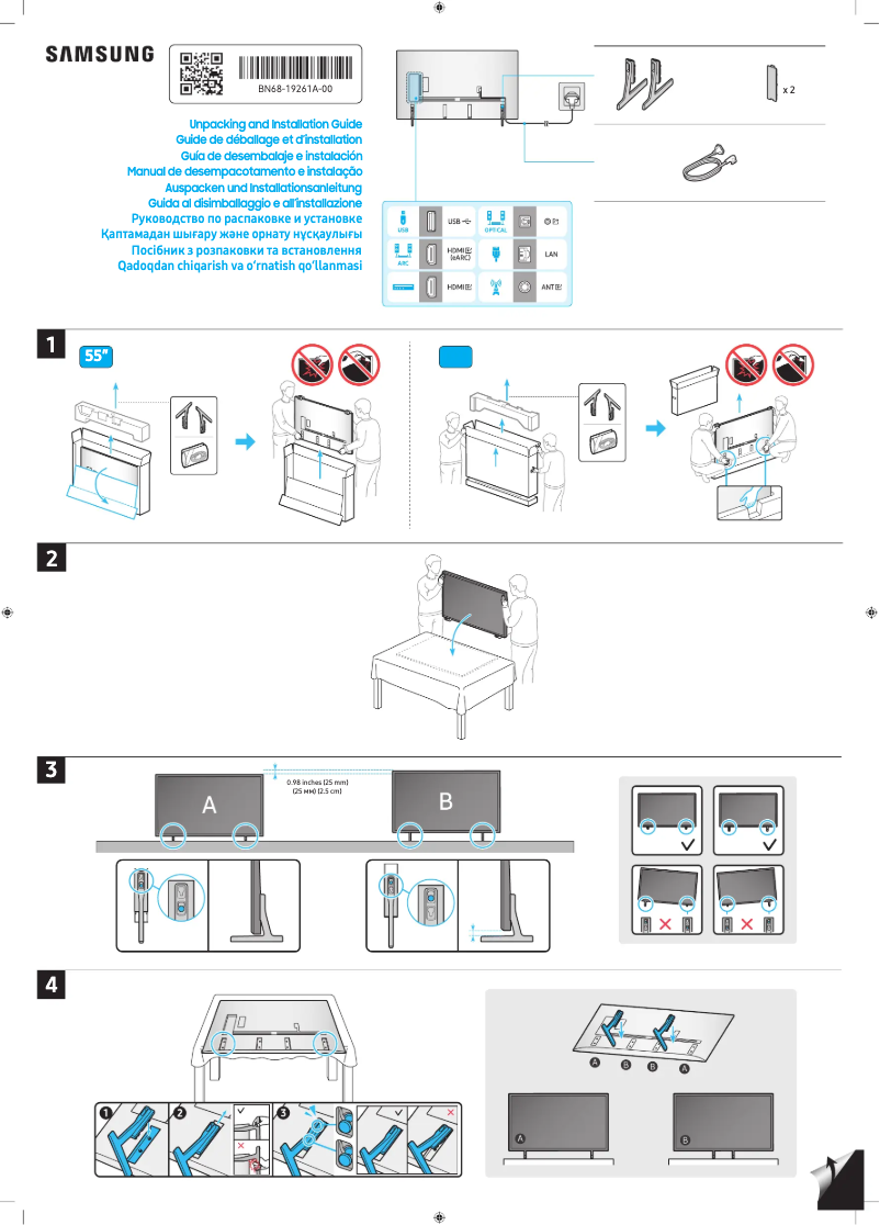 Page 1 of the manual Installation Guide Samsung QA65QNX1DAU