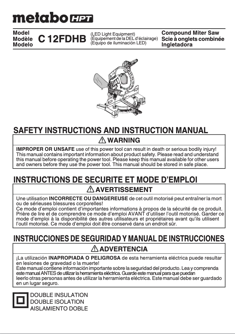 Page 1 of the manual User Manual HiKOKI C12FDHB