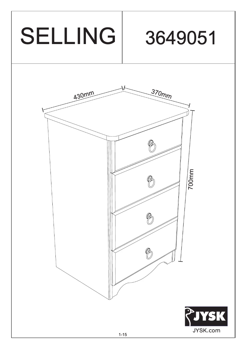 First page image of the manual for Selling (43x70x37)